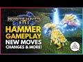 Monster Hunter Rise | New HAMMER Weapon Gameplay - New Moves, Changes & Silkbind Attacks