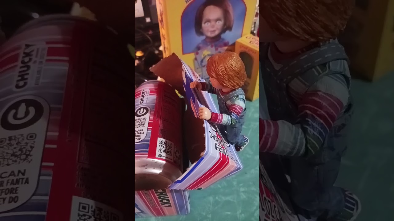 Chucky opens his new soda 