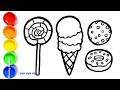🍬🍪🍩🍭 Draw Candy, Cookies, Donut &amp; Lollipop with Colors 🎨🦈 | Learn Colors + Baby Shark | Yup Yup Go