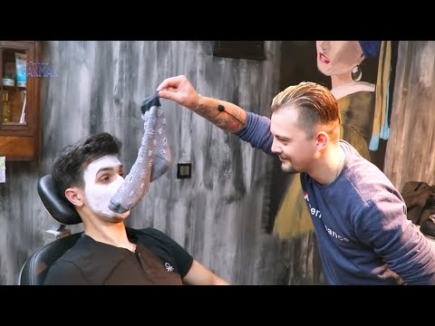 ASMR MASSAGE Feet Massage And Face Care In Real Barber Shop 