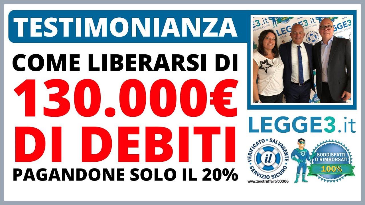 Cancellare i Debiti | 130.000 € ridotti dell'80% con Legge3.it