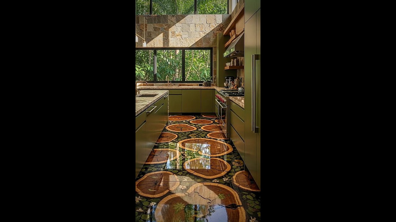 Epoxy Resin Kitchen Tour: Nature Themed Flooring