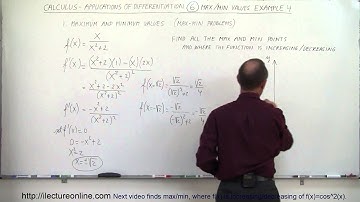 Calculus - Application of Differentiation (6 of 60) Max/Min Values: Ex. 5 f(x)=x/(x^2+2)