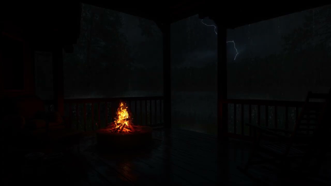 Thunderstorm Night & Fireplace Glow | 9 Hours Cozy Cabin Ambience 🌧️🔥