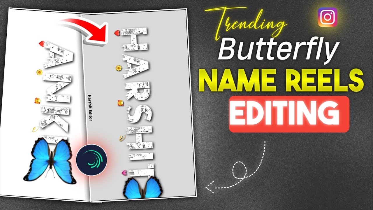 नाम वाला वीडियो कैसे बनायो ? | Trending Name Art Video Editing | Butterfly Name Editing