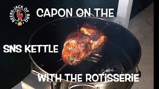 Thanksgiving Capon on the Slow ’N Sear Kettle with Rotisserie!