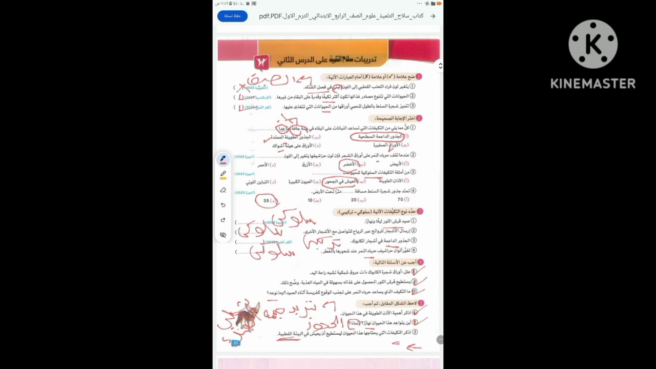 حل اسئله الدرس التانى علوم رابعه ابتدائي الترم الاول المفهوم الاول  مس فاطمه علوم 2026