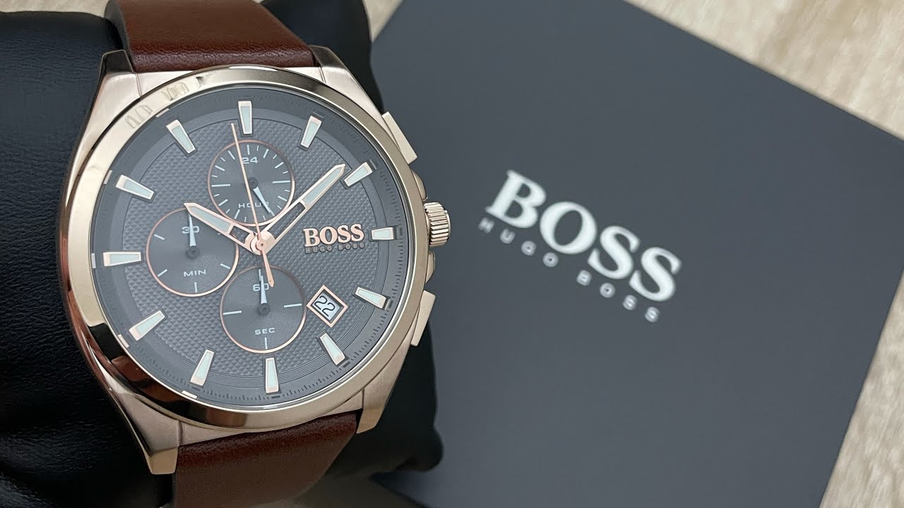 BOSS - Black-plated watch with mesh bracelet