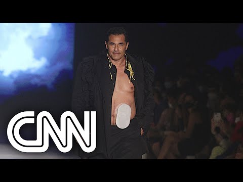 Luciano Szafir desfila com bolsa de colostomia na São Paulo Fashion Week | LIVE CNN