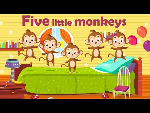 Five Little Monkeys Jumping on the bed English Nursery rhyme for kids ...