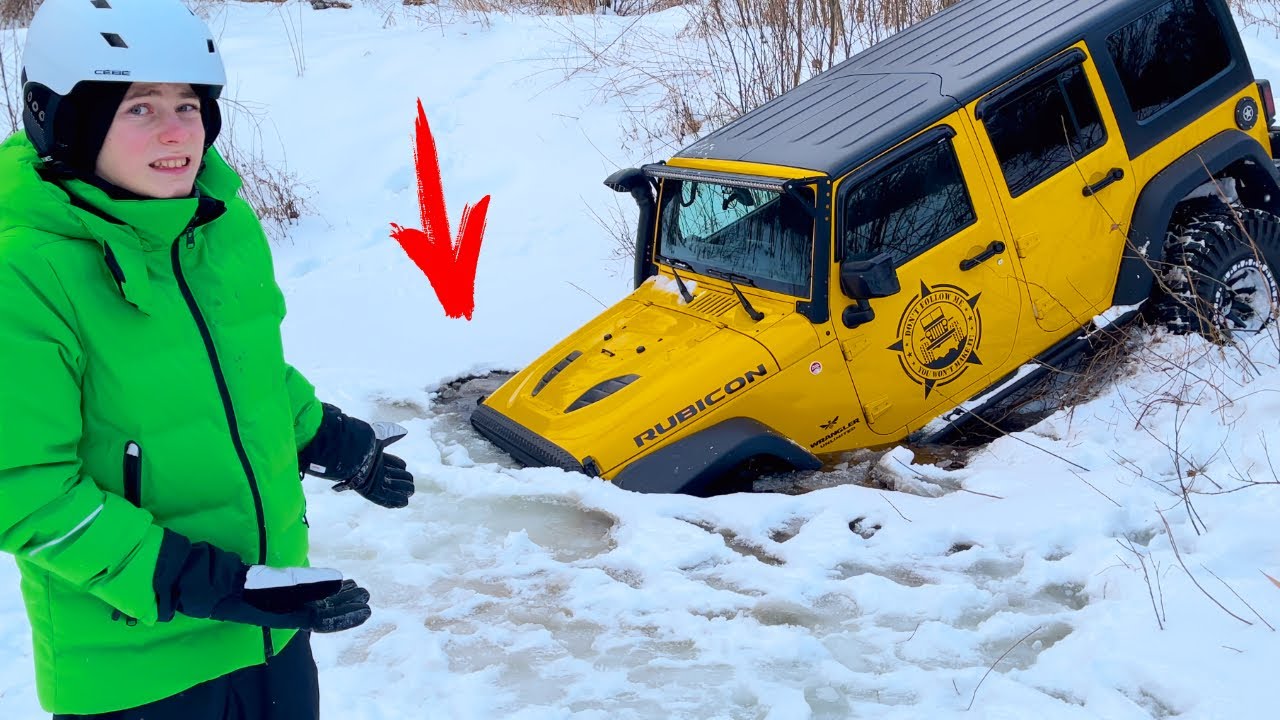 УТОПИЛ папин ДЖИП в озере...ПРОЛОМИЛСЯ лёд.Daddy's JEEP drowned in the lake ... THE ICE BREAKED