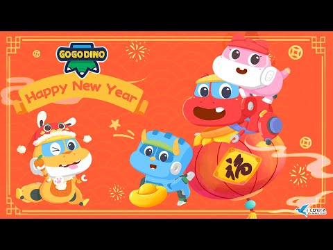 [GOGODINO] 🎆Feliz Año Nuevo | Hola 2024 | Mensaje de Felicitación | Dibujos Animados | Dinosaurios