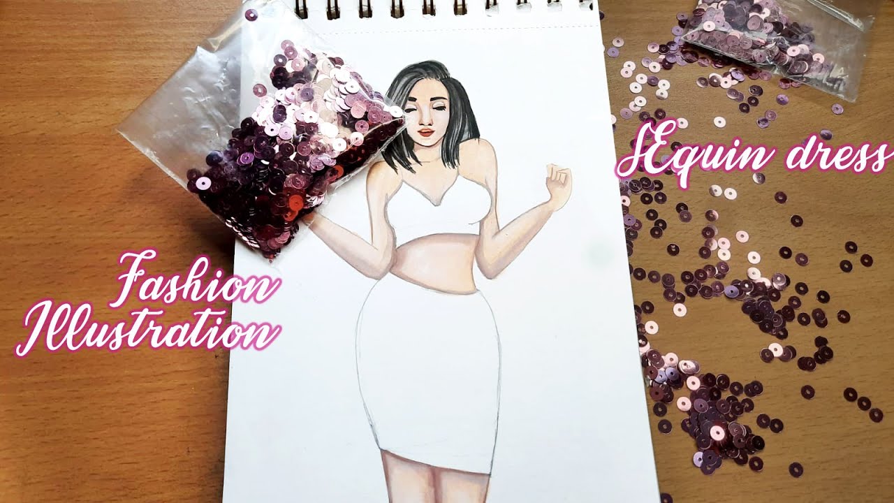 HOW TO DRAW SEQUIN DRESS FASHION ILLUSTRATION | ART AND CRAFT | PART-1 ...