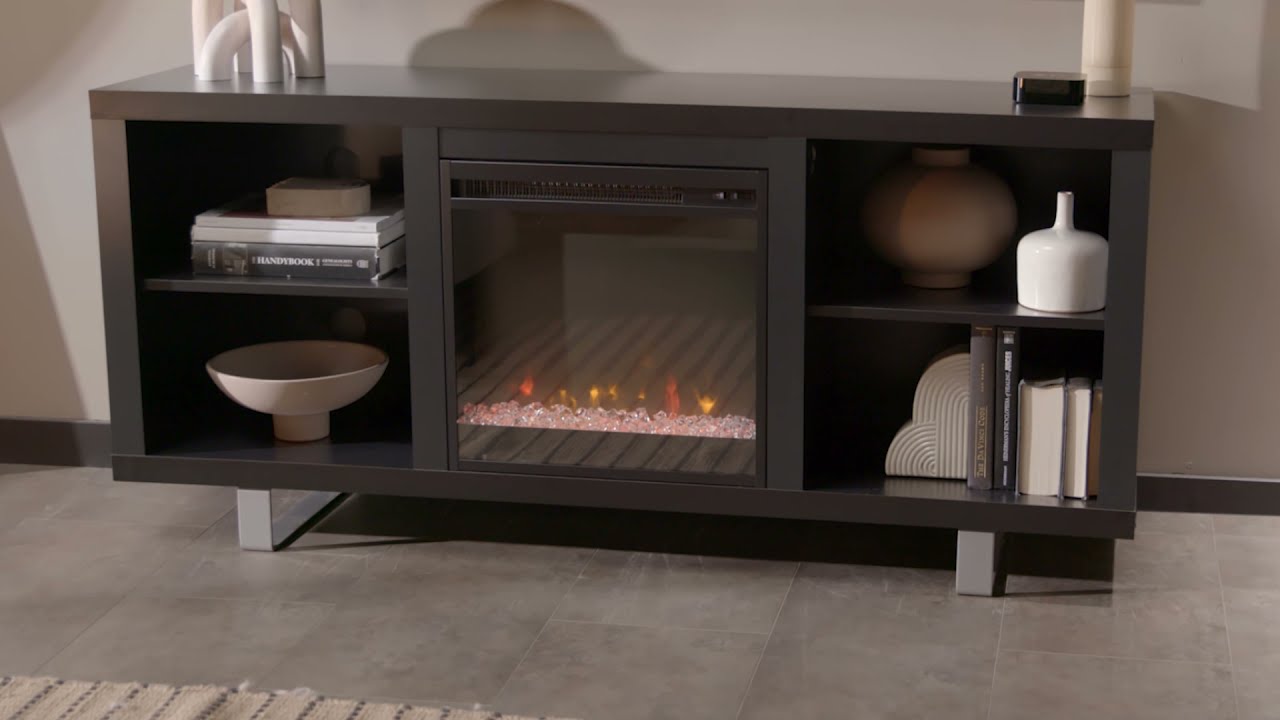 58" Simple Modern Electric Fireplace TV Stand - Black
