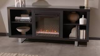 58 Simple Modern Electric Fireplace TV Stand - Black