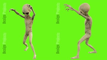 Alien walks like a zombie. Loopable animation on green screen. 4k.