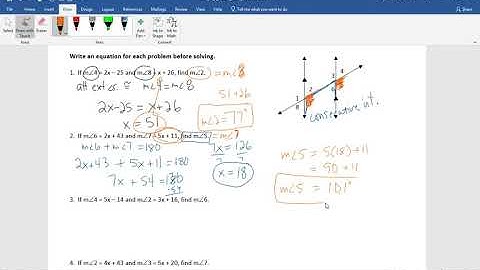 Parallel Lines Cut By A Transversal Algebra
