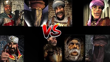 LIONHEART WAZIR SULTAN VS EMIR VS SALADIN VS PIG MARSHALL CALIPH | Stronghold Crusader Ai Battle