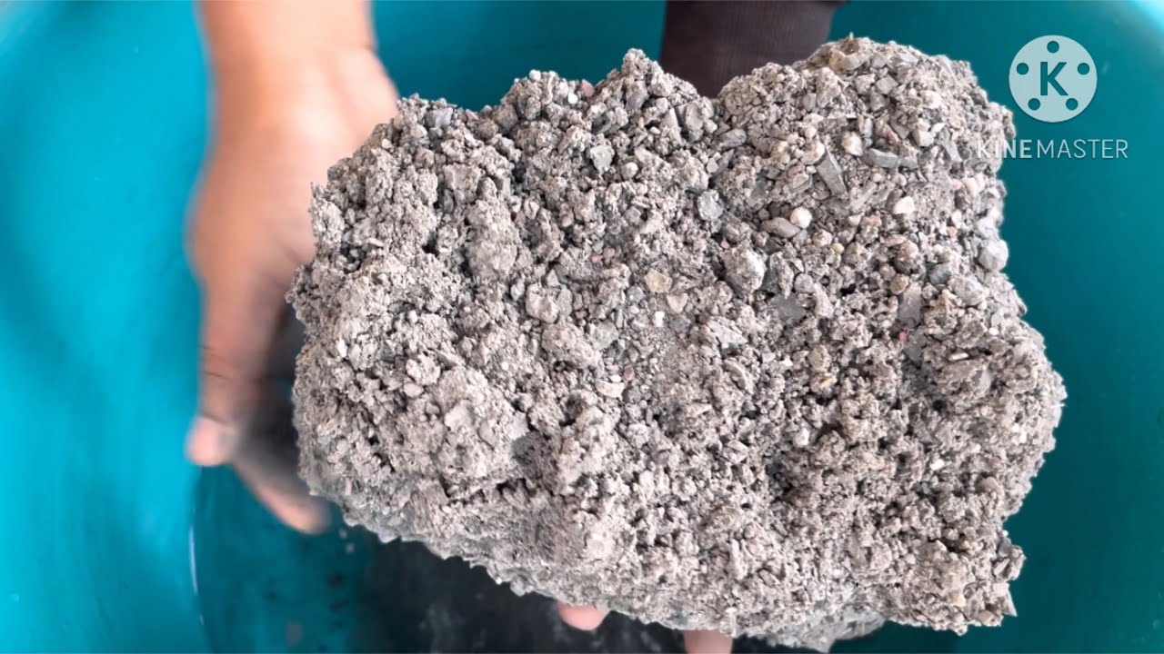 Full gritty black sand cement water crumbling #satisfying 