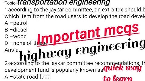 highway engineering mcqs | part 1 | transportation engineering