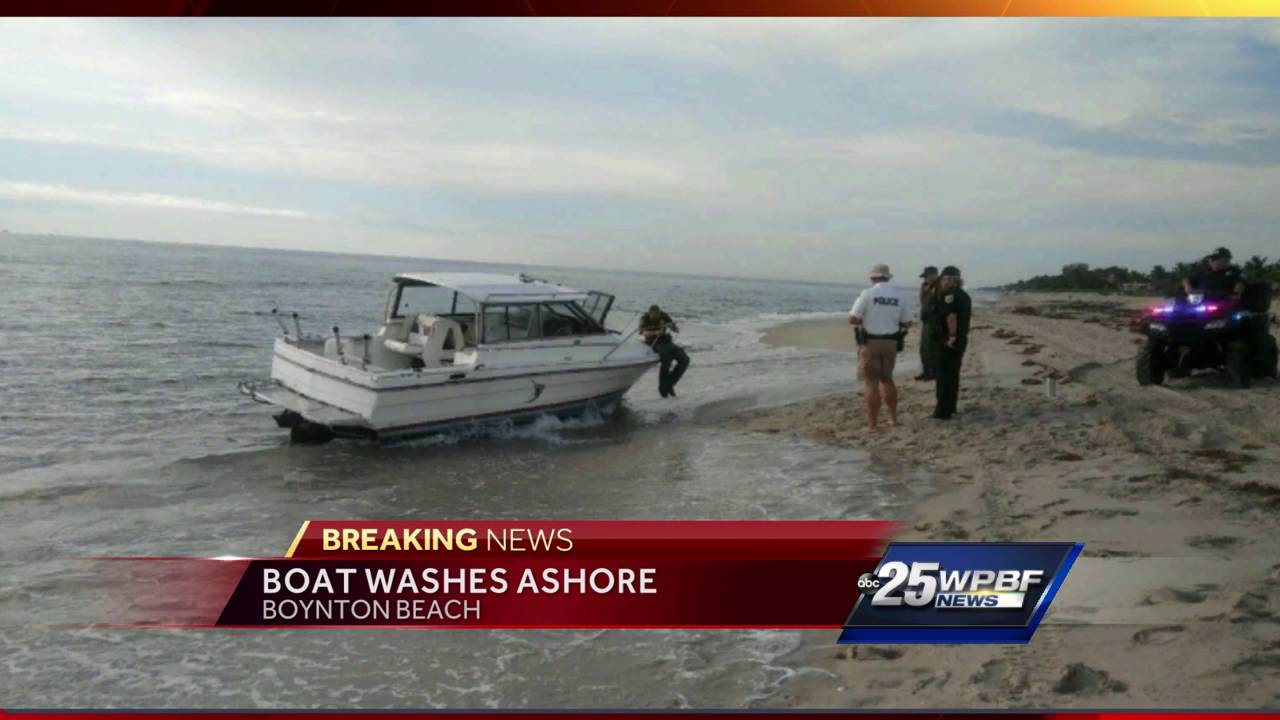 Boat washes ashore in Palm Beach County - YouTube