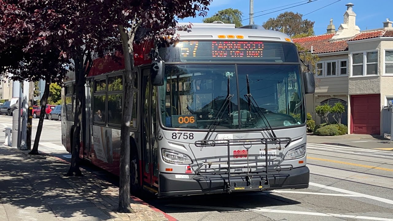 ⁴ᴷ⁶⁰ SF MUNI 2017 New Flyer XDE40 #8758 on 57 Parkmerced - YouTube