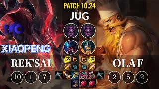 DMO Xiaopeng Rek'Sai vs Olaf Jungle - KR Patch 10.24