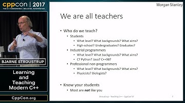 CppCon 2017: Bjarne Stroustrup “Learning and Teaching Modern C++”