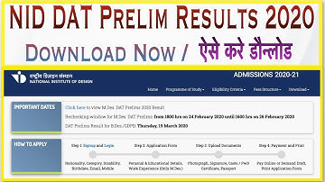 NID DAT Prelim Results 2020