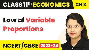 Class 11 Economics Chapter 3 | Law of Variable Proportions - Production and Cost