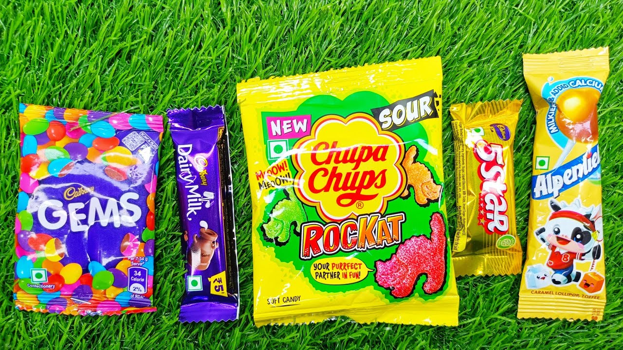 Alpenliebe Lollipop vs 5 Star vs Dairy Milk vs Gems vs Chupa Chups | Asmr of Chocolates and Candys 