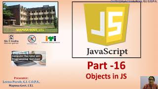 JavaScript-Part 16 : Objects in JS in Konkani & English for ITI COPA trainees