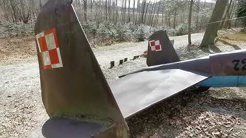 Łoś z Dłutowskiego Lasu PZL 37 ŁOŚ Samolot w lesie Dłutówek makieta łódźkie OdkrywamOdkryte mar 2021
