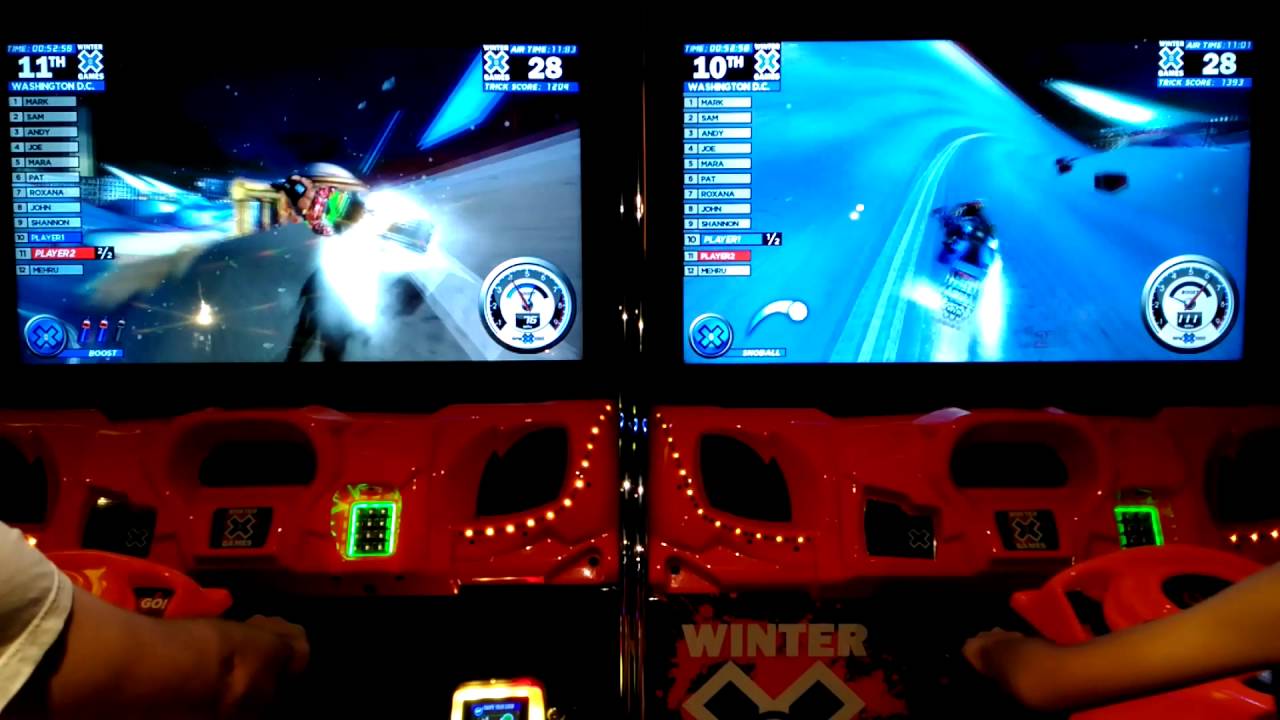Arcade Winter X Games SnoCross G1, 2P gameplay on Washington DC, Artic