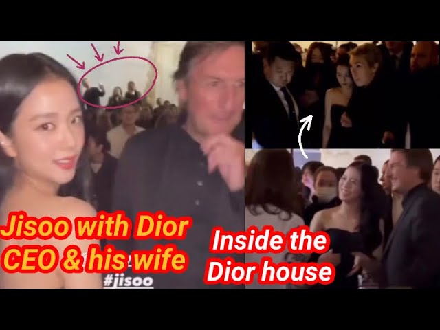 Jisoo having a conversation with Dior Global CEO, Pietro Beccari