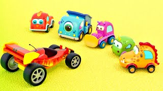 A toy RACING CAR & a toy train for kids. Cars games for kids. Monster Cars cartoons for kids.