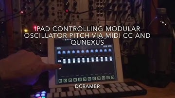 iPad fader app controlling modular Osc pitch via Qunexus.
