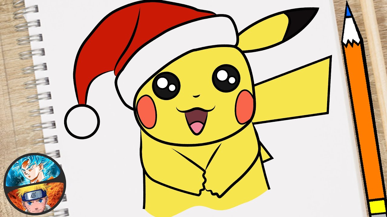 PIKACHU DE NATAL - POKÉMON  Desenhos fáceis de natal, Pikachu, Desenho  pikachu