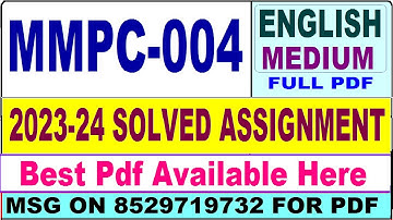 MMPC 004 solved assignment 2023-24 || mmpc 004 solved assignment 2024 || ignou mba new mmpc004