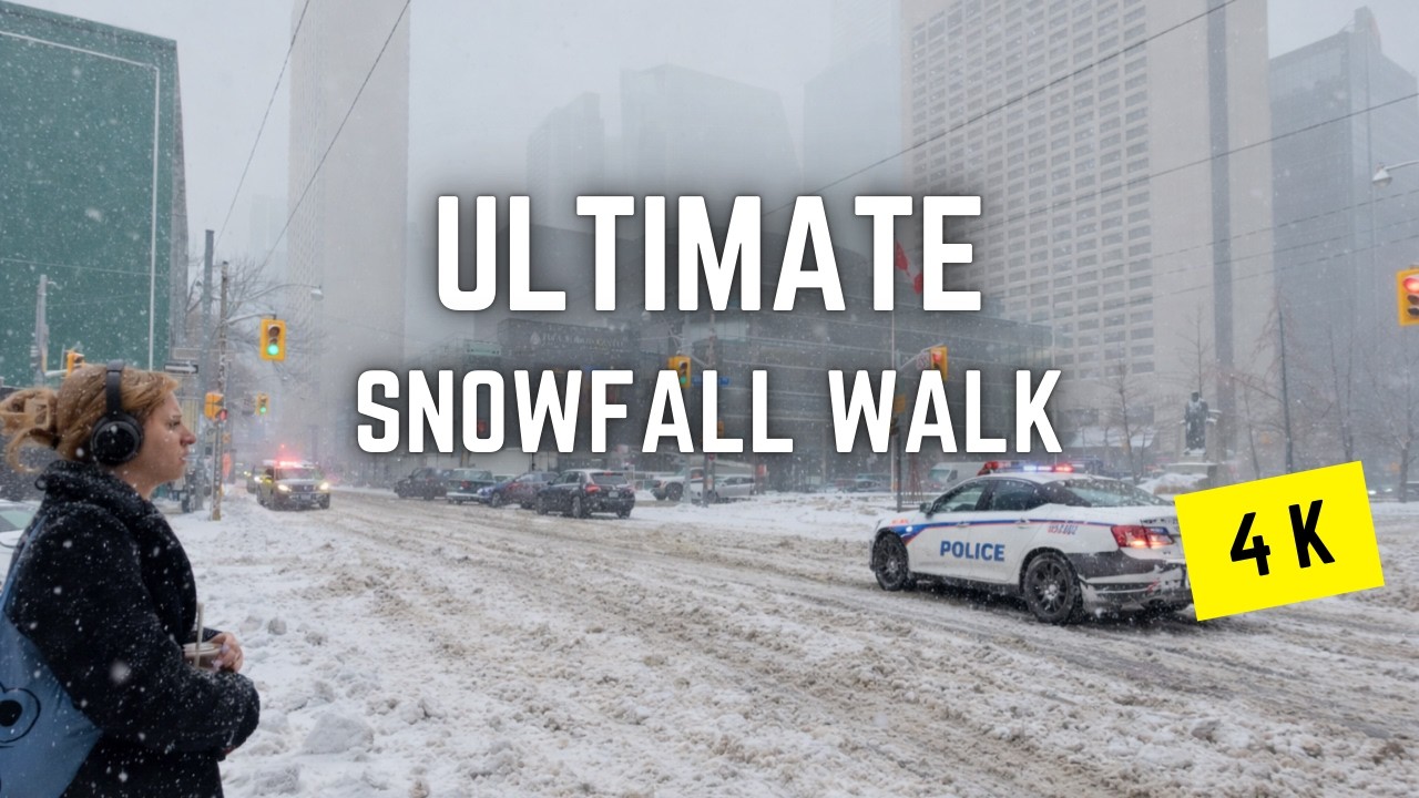 Ultimate Toronto 🇨🇦 Snowfall Walk ❄️ Downtown to Midtown via CN Tower & Yorkville, 4K