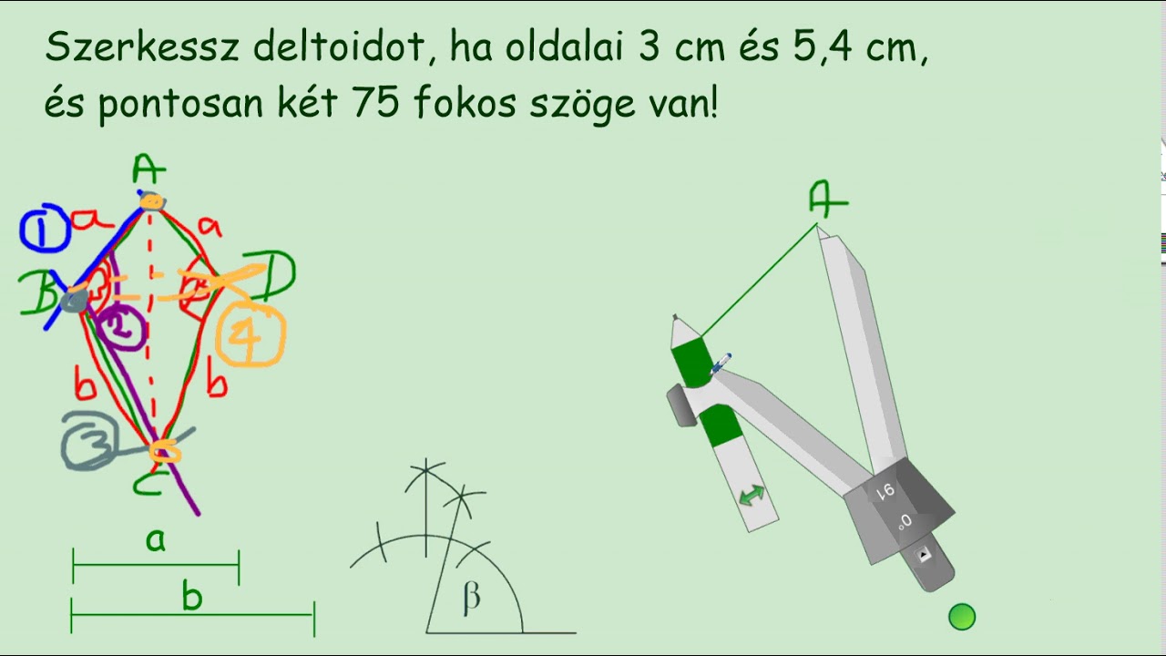 deltoid szerkesztése (adott: két oldal közbezárt szög)