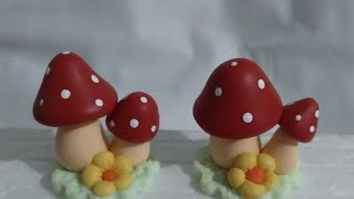 DIY  cogumelos em biscuit enfeite de  chimarrão (sem molde)