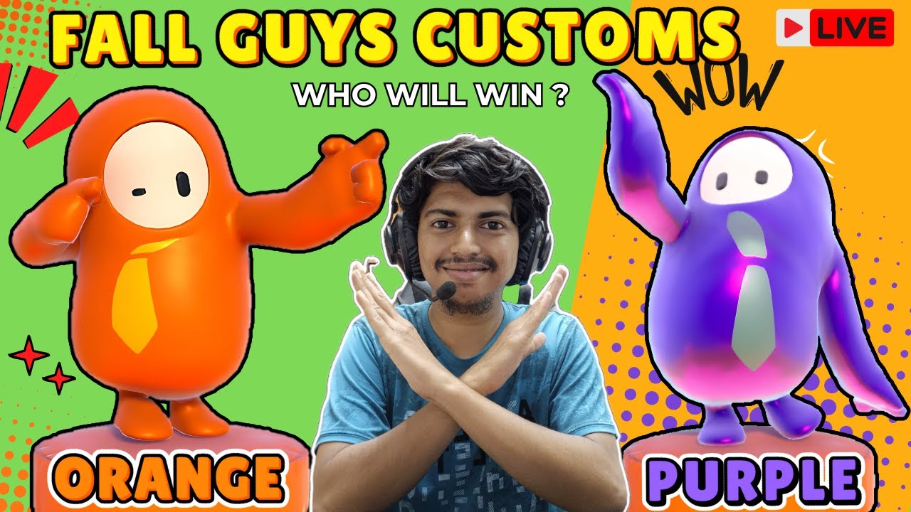 FALL GUYS customs live 🟠Orange VS 🟣Purple Colour Battle |#fallguys #fallguyslive #shorts #shortslive