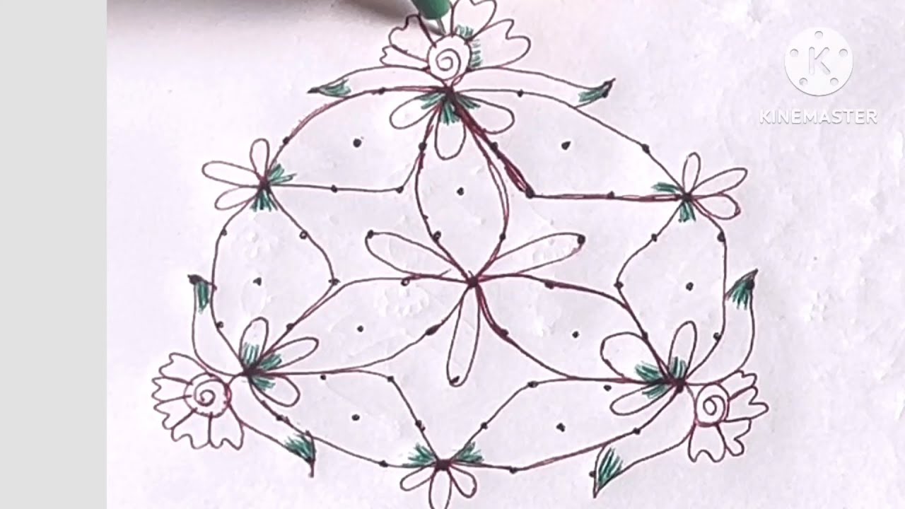 Creative rangoli🌺Trending simple kolam designs🌺Easy and unique rangoli🌺My rangoli creation 