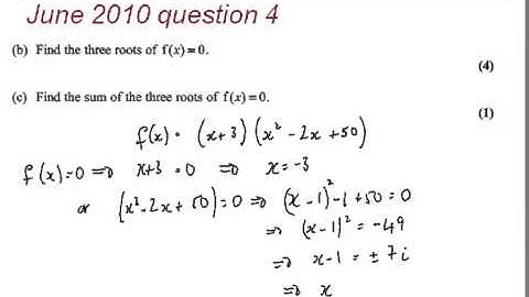 FMSP Revision: Edexcel FP1 June 2010 qn 4 - Complex numbers