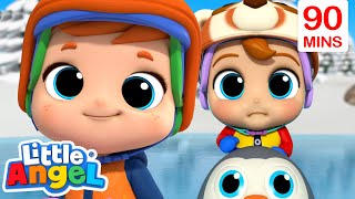Skating Together Is Fun 🧊 |  Little Angel 😇 | 🔤 Subtitled Sing Along Songs 🔤 | Cartoons For Kids