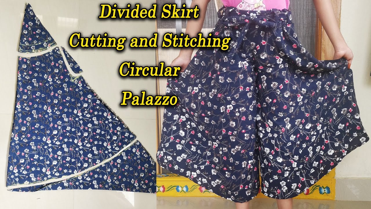 Very Easy Divided Skirt | Circular Culotte Trousers Cutting and ...
