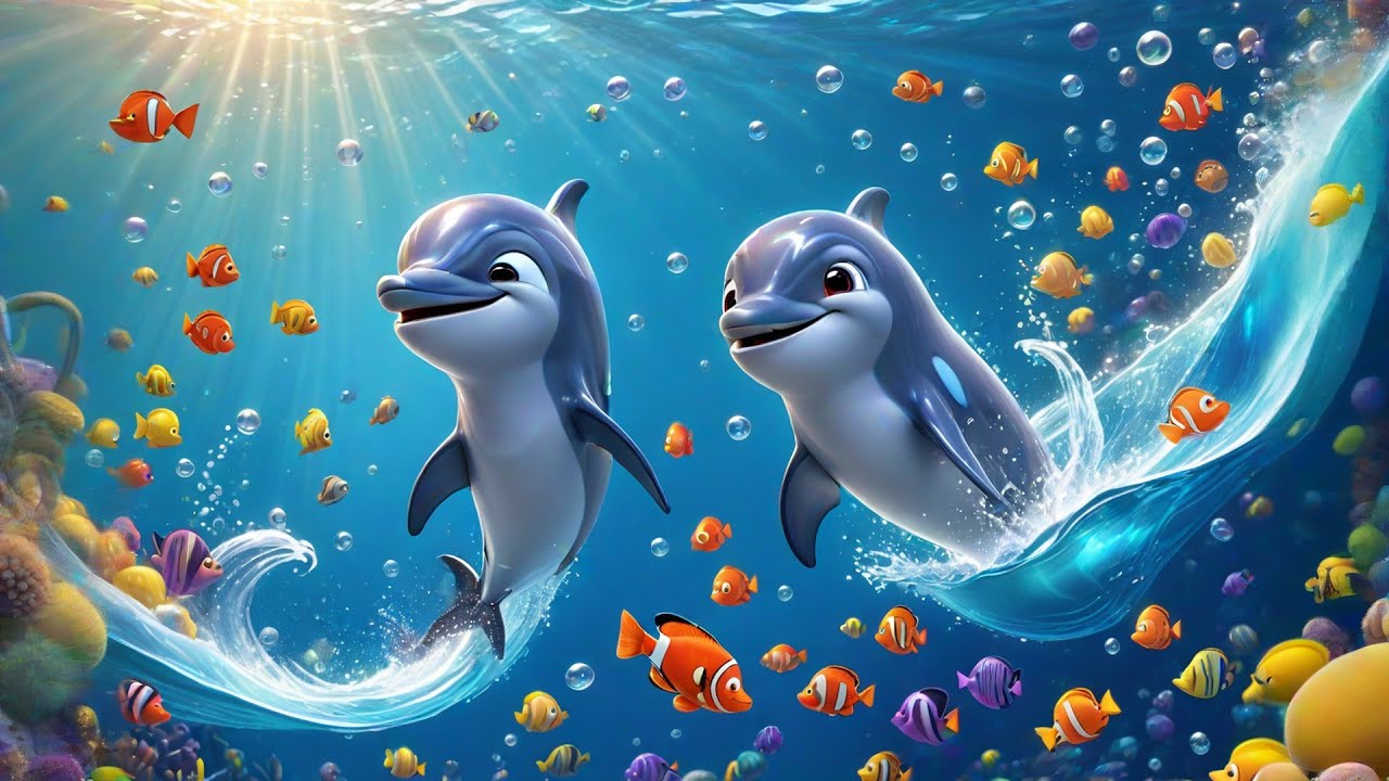Two Tiny Dolphins Splash and Spin | Fun Kids Song | Nursery Rhymes and Baby Songs