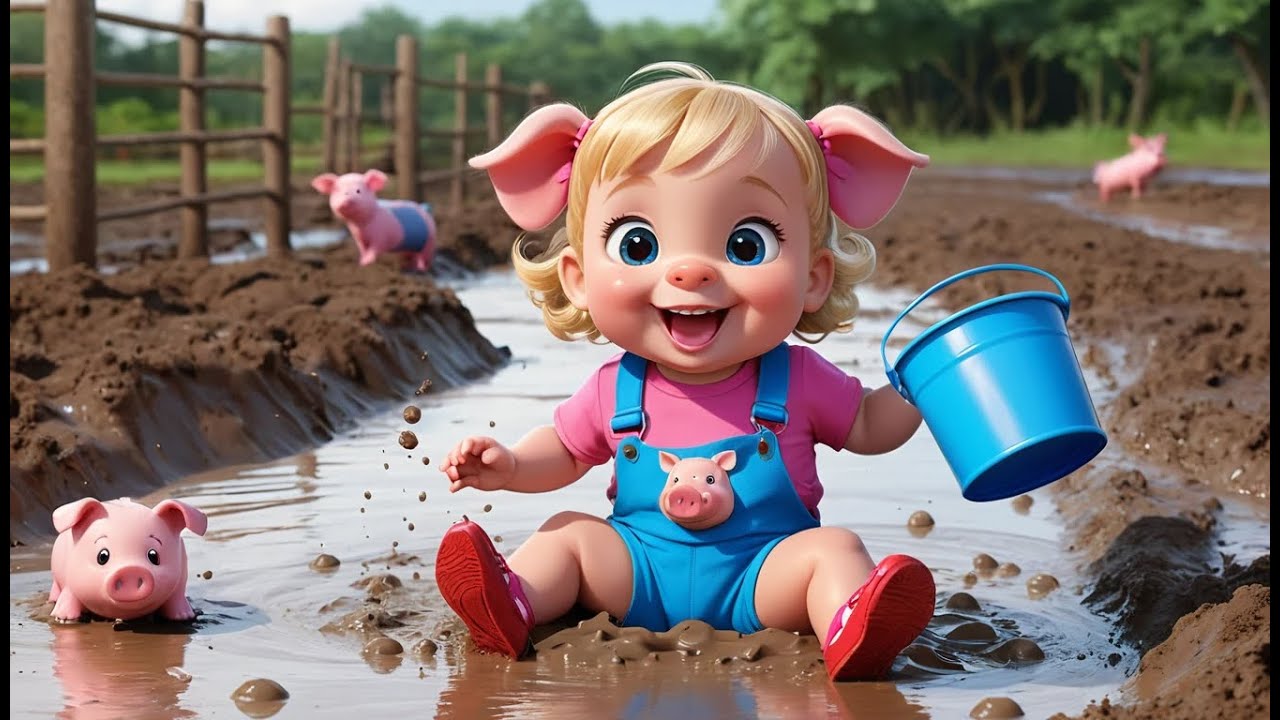 Funny Piglet Rolls in Mud Puddles | Silly Farm Song for Kids | Playful Adventure Rhyme
