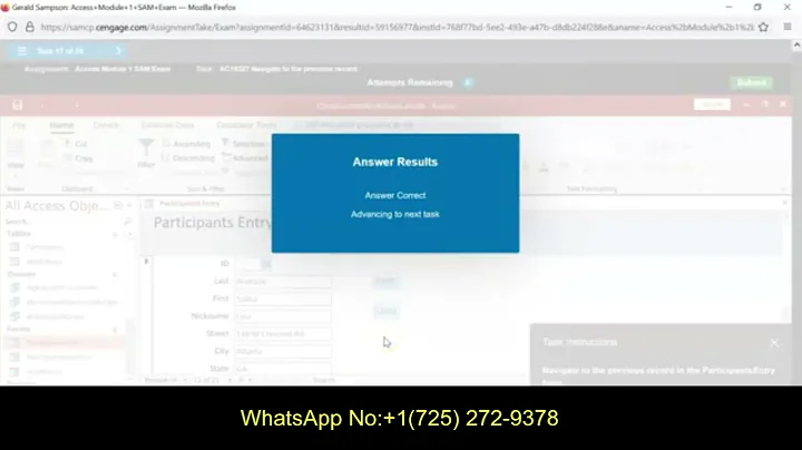 MS Access Module 1 and 2 Exam | SAM Cengage Course